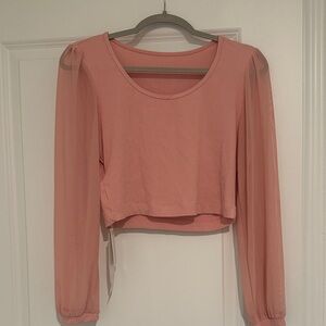 Chic Coral Sheer Sleeve Blouse